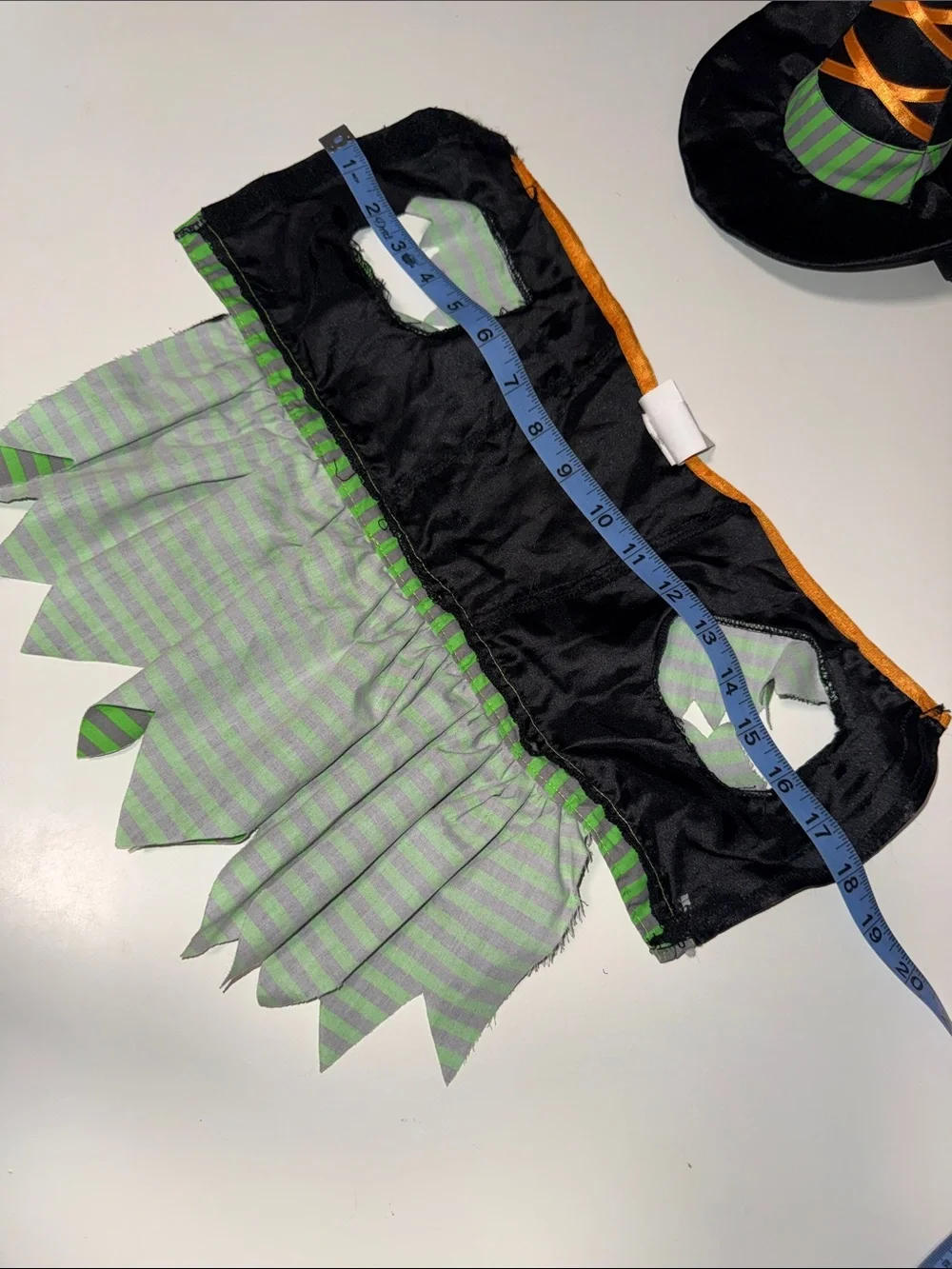 Black & Green Striped Witch Dress and Hat Costume for Dogs